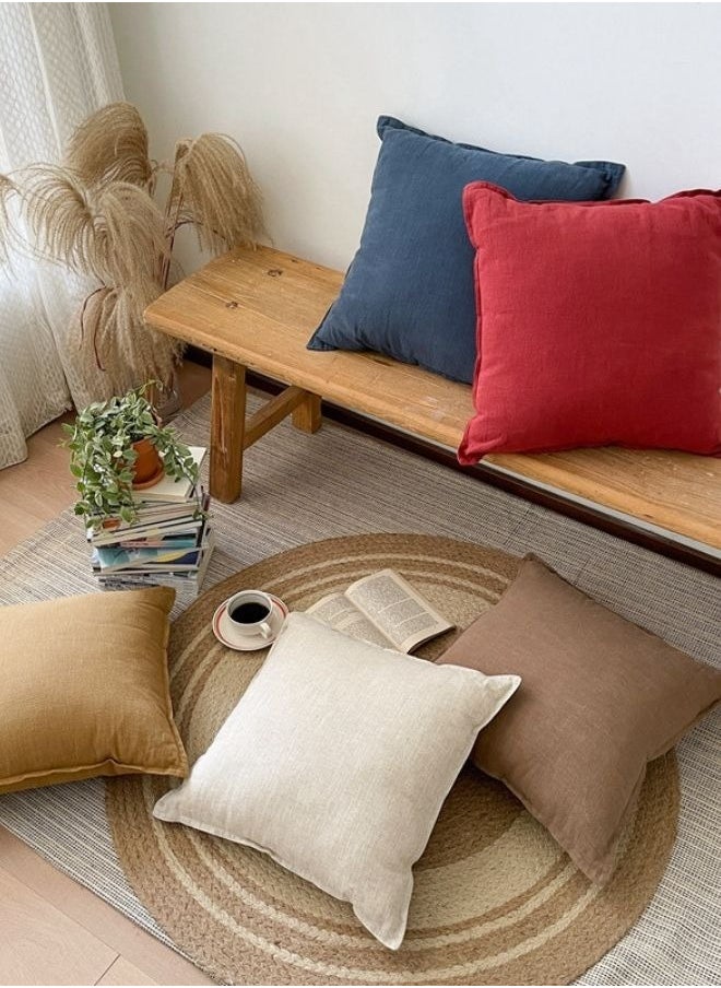 LUNA Home 1 Piece 50*50Cm Size 100% Linen Cushion Cover Solid Wine Red  - Image 4