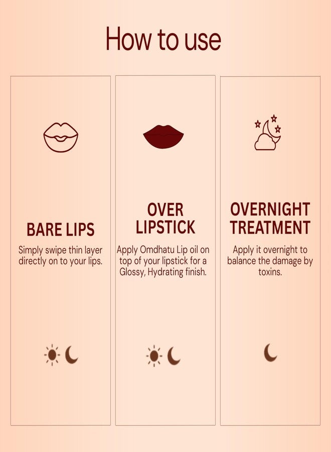 Omdhatu Non-Tint Lip Elixir | Reduces Pigmentation | Detans & Rejuvenates Lips | Natural Pink Tone | Enhances Softness | Heals dry Cracked & Chapped Lips (10ml) - Image 4