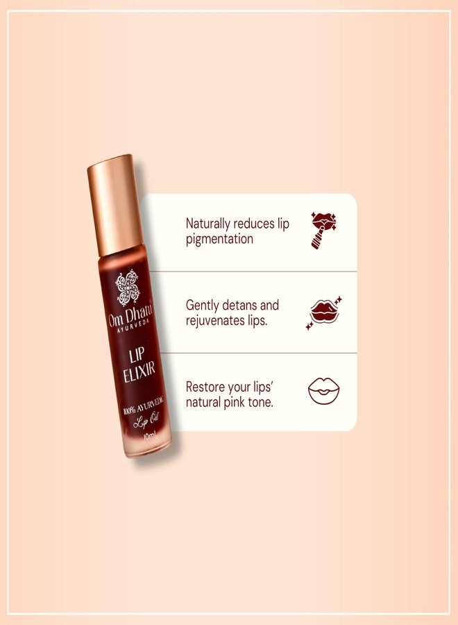 Omdhatu Non-Tint Lip Elixir | Reduces Pigmentation | Detans & Rejuvenates Lips | Natural Pink Tone | Enhances Softness | Heals dry Cracked & Chapped Lips (10ml) - Image 3