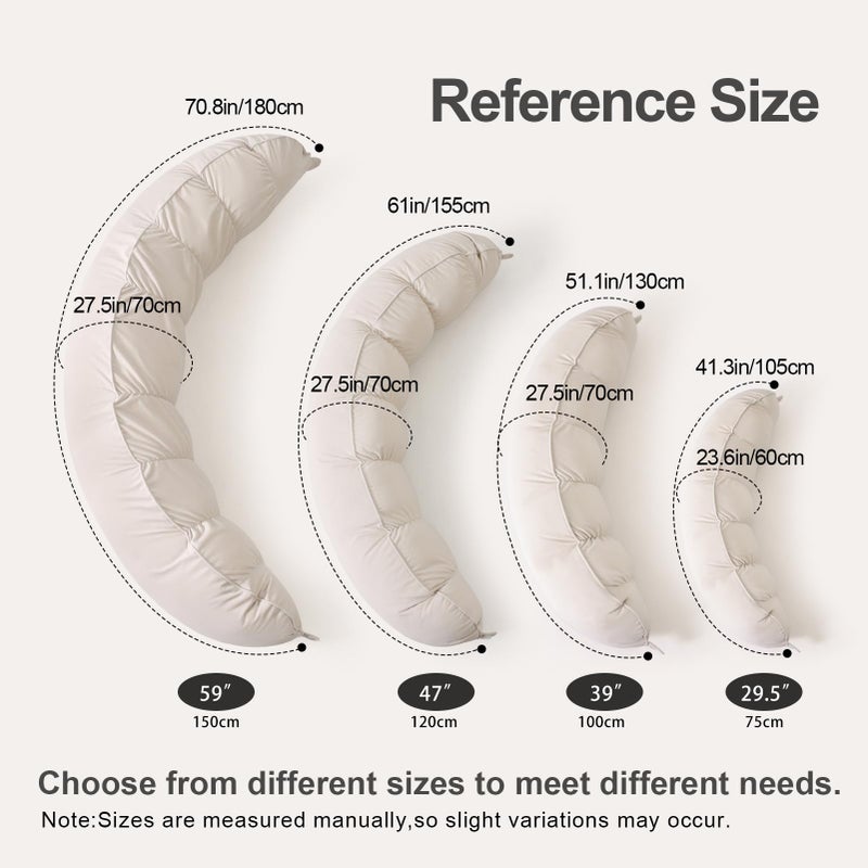 Ailuteie Peallow(Pat. Pend) â€“ Long Round Body Pillow for Adults, Bolster Pillow for Sleeping, Soft and Supportive Pillow for Sleeping & Lumbar Support (Misty White, 29.5") - Image 2