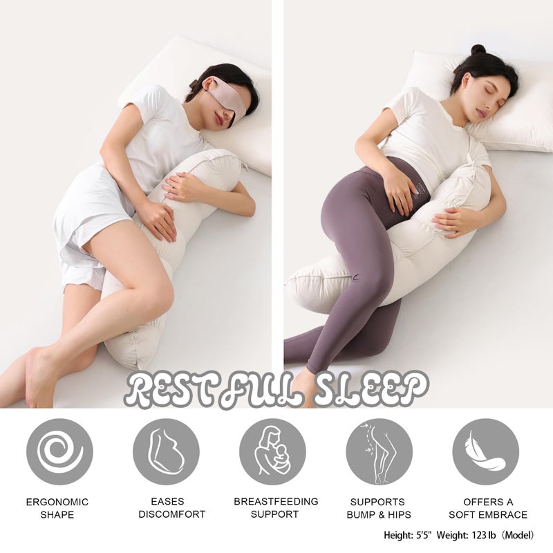 Ailuteie Peallow(Pat. Pend) â€“ Long Round Body Pillow for Adults, Bolster Pillow for Sleeping, Soft and Supportive Pillow for Sleeping & Lumbar Support (Misty White, 29.5") - Image 5