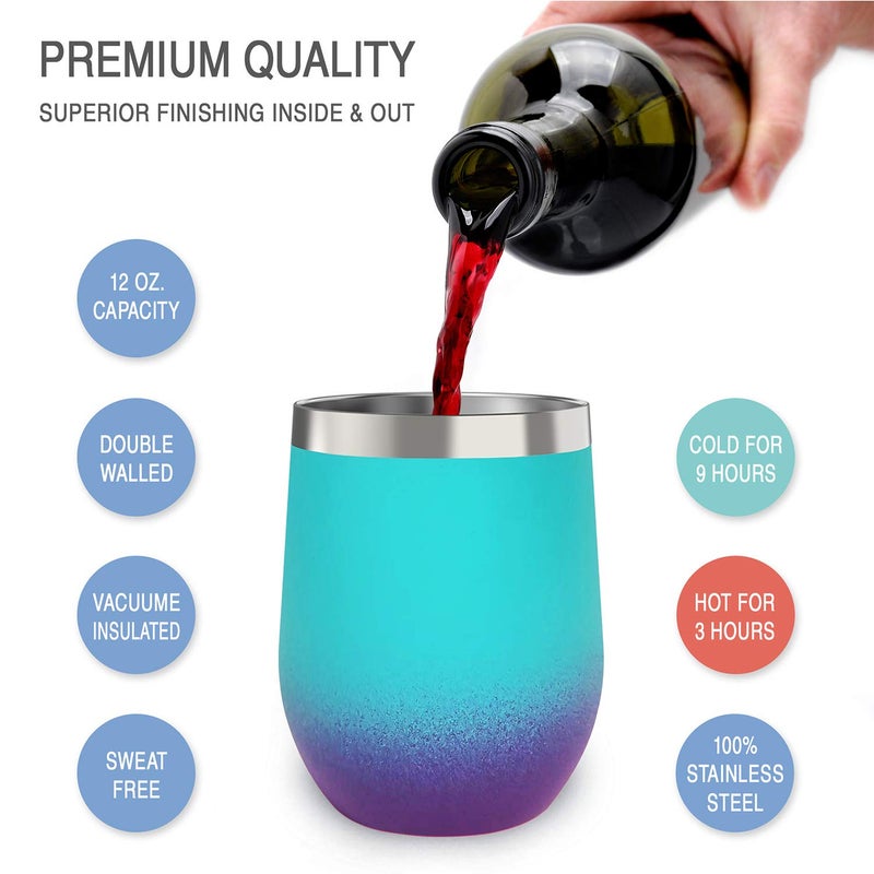 CHILLOUT LIFE 12 oz Stainless Steel Tumbler with Lid - Wine Tumbler Double Wall Vacuum Insulated Travel Tumbler Cup for Coffee  Wine  Cocktails  Ice Cream Lid for Hot & Cold Drinks - Image 3
