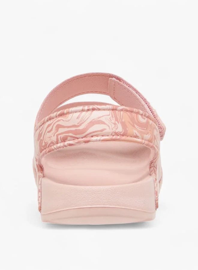 كابا Girl's Printed Floaters with Hook and Loop Closure