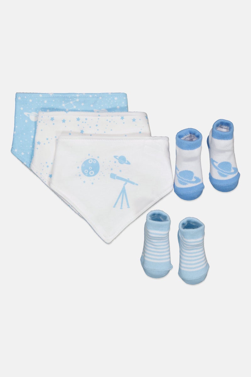 English Laundry Toddlers Boy 5 Piece Graphic Print Bib And Socks Set, Multicolor - Image 1