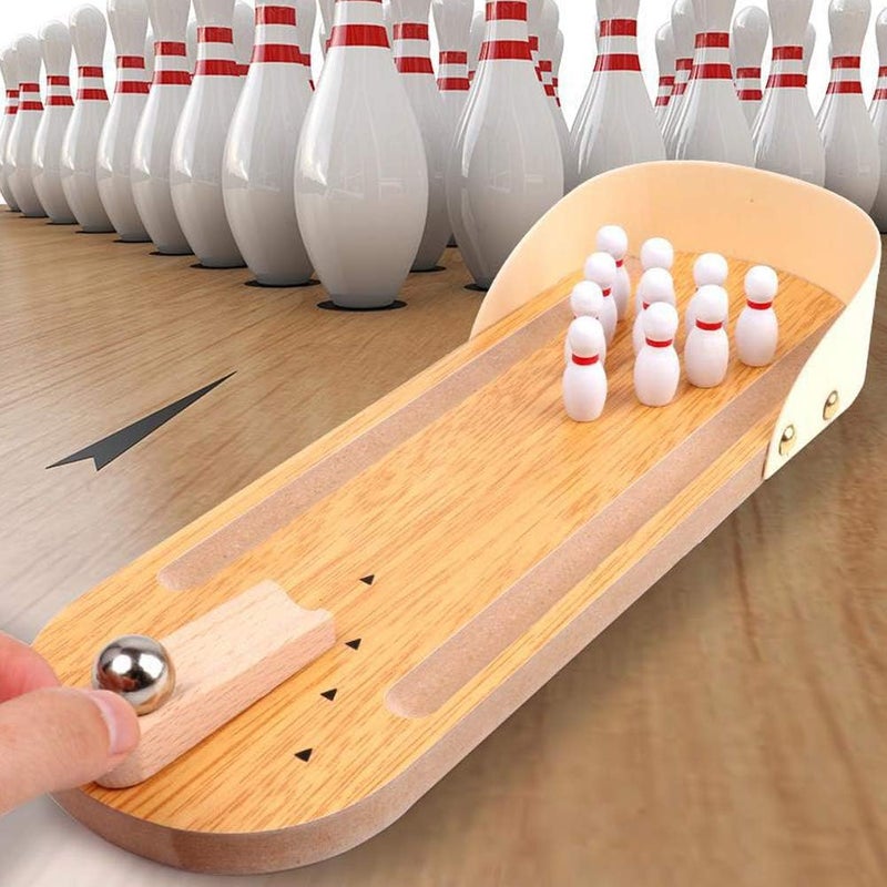 MorTime Mini Wooden Desktop Bowling Game Toy, Classic Desk Ball for Kids - Image 5