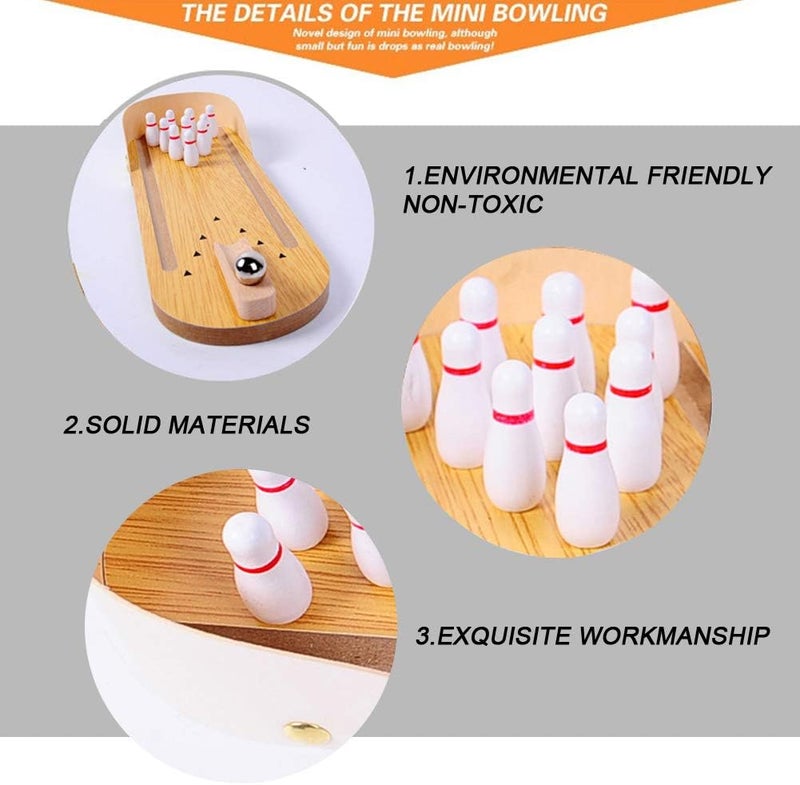 MorTime Mini Wooden Desktop Bowling Game Toy, Classic Desk Ball for Kids - Image 4