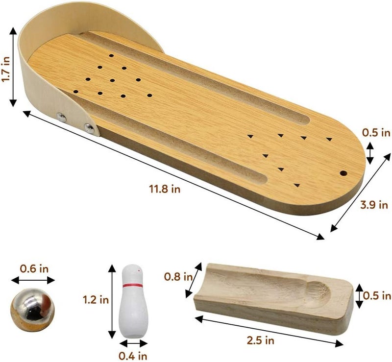 MorTime Mini Wooden Desktop Bowling Game Toy, Classic Desk Ball for Kids - Image 2