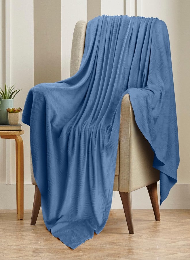Utopia Bedding Wedgewood 100% Cotton Blanket [Twin Size - 90x72 Inch] 350GSM Lightweight, Soft and Breathable Thermal Blanket for All Seasons - Image 5
