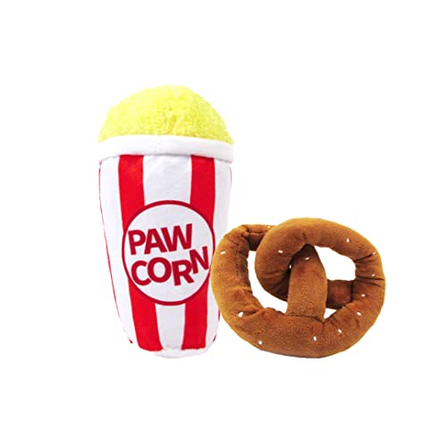 TONBO Popcorn and Pretzel Crinkle Plush Cute Dog Toys - Image 1
