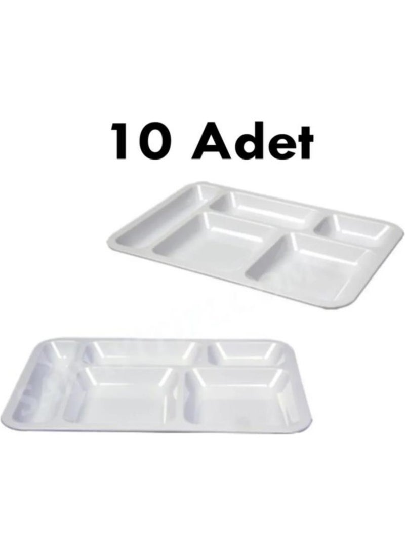 abnturk 10 Pieces Unbreakable Healthy Raw Material 5 Compartment Table Dish Table Table Doodle Table Dish Polycarbonate Table Dish  - Image 1