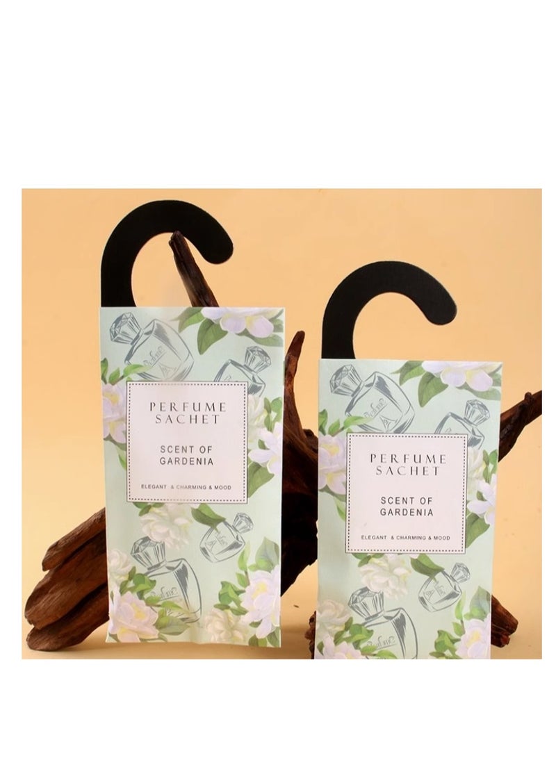 Y&D Gardenia Hanging Sachet Closet Deodorizer 1 Pack 12 Pcs Scent Drawer Freshener Air Scented for Home Car Long Lasting Sachets Smell Goods - Image 1