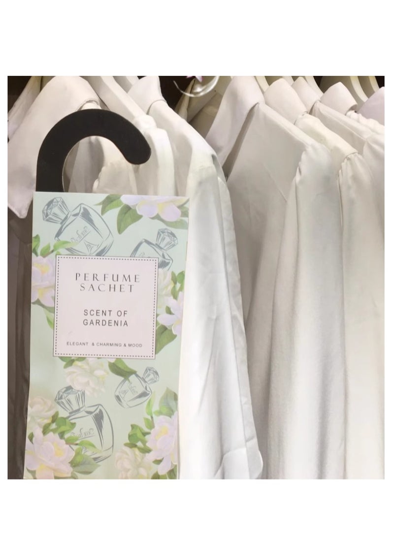 Y&D Gardenia Hanging Sachet Closet Deodorizer 1 Pack 12 Pcs Scent Drawer Freshener Air Scented for Home Car Long Lasting Sachets Smell Goods - Image 3