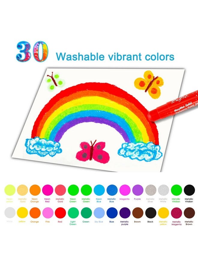 MayMoi Tempera Paint Sticks - 30 Bright Colors, Quick Drying, Easy to Color and Washable Crayons for Kids and Students - Image 2