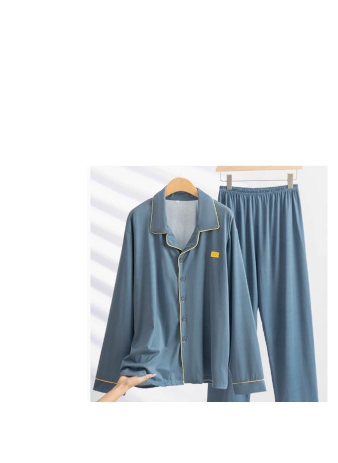 Tucano - Men's Pure Cotton Long Pants Long Sleeved Loose Sleepwear Home Suit Set - Image 1