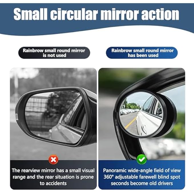 rayihni 2 Pcs Universal Car Blind Spot Mirror Car Side Rearview Mirror Rain Eyebrow Blind Spot Mirror Carbon Fiber Adjustable Expanded View Reversing Mirror Blind Spot Mirror For Most Cars Trucks - Image 2