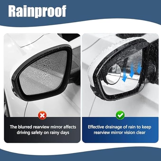 rayihni 2 Pcs Universal Car Blind Spot Mirror Car Side Rearview Mirror Rain Eyebrow Blind Spot Mirror Carbon Fiber Adjustable Expanded View Reversing Mirror Blind Spot Mirror For Most Cars Trucks - Image 4