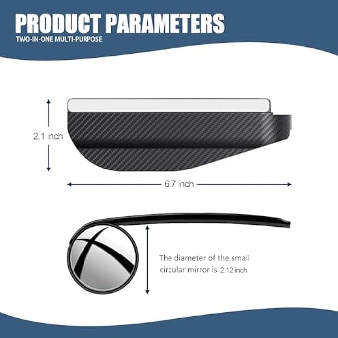 rayihni 2 Pcs Universal Car Blind Spot Mirror Car Side Rearview Mirror Rain Eyebrow Blind Spot Mirror Carbon Fiber Adjustable Expanded View Reversing Mirror Blind Spot Mirror For Most Cars Trucks - Image 3