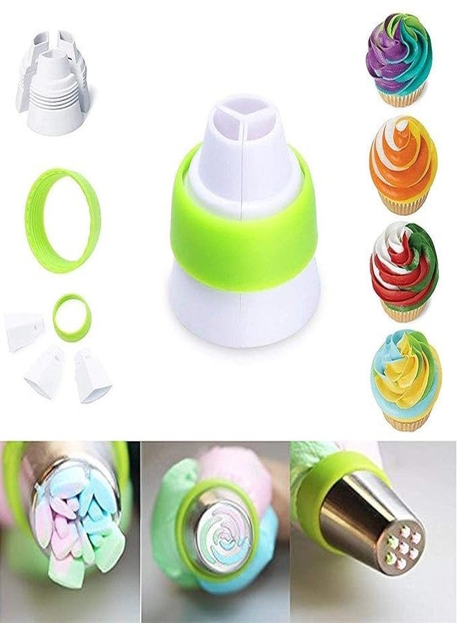 NANIAAY Pastry Tek Tri-Color Russian Piping Tip Coupler | 3-Color Swirl Icing Coupler for Seamless Cake & Cupcake Decorating - Image 4