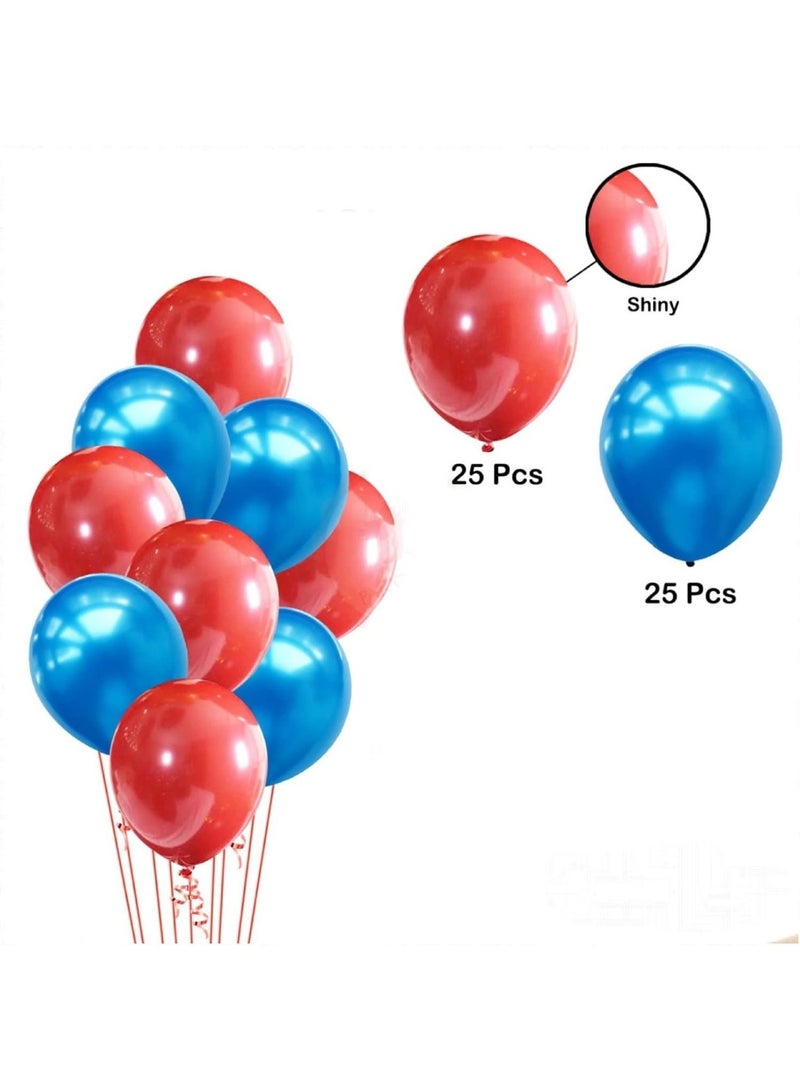 ٥٠ بالون معدني باللونين الأحمر والأزرق - مقاس ١٢ إنش يدعم الهيليوم أو الهواء - مثالي لأعياد الميلاد، حفلات استقبال المواليد، حفلات الزفاف، حفلات الذكرى السنوية - ديكور حفلات الأطفال بتصميم أحمر وأزرق - Image 2