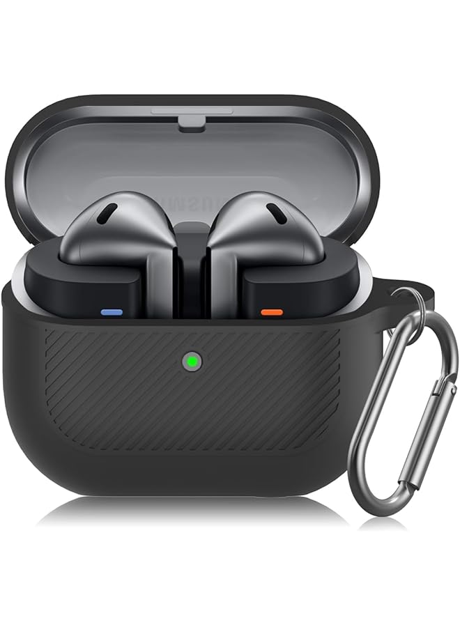 إيروريكس جراب سيليكون لسماعات Galaxy Buds 3 Pro 2024، غطاء حماية مقاوم للصدمات مع حلقة تثبيت متوافقة مع Galaxy Buds 3، حماية متينة للاستخدام اليومي، أسود - Image 1
