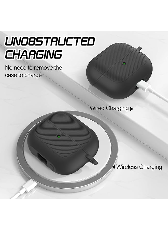 إيروريكس جراب سيليكون لسماعات Galaxy Buds 3 Pro 2024، غطاء حماية مقاوم للصدمات مع حلقة تثبيت متوافقة مع Galaxy Buds 3، حماية متينة للاستخدام اليومي، أسود - Image 5