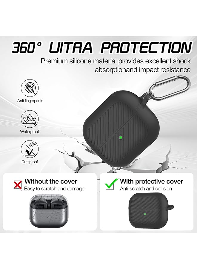 إيروريكس جراب سيليكون لسماعات Galaxy Buds 3 Pro 2024، غطاء حماية مقاوم للصدمات مع حلقة تثبيت متوافقة مع Galaxy Buds 3، حماية متينة للاستخدام اليومي، أسود - Image 4