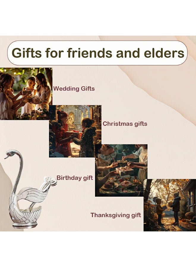 7 PCS Swan Spoon Set - Elegant Coffee & Dessert Spoons for Party, Wedding, Home Decor?Silver? - Image 3