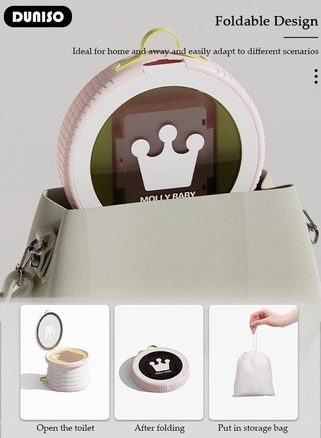 DUNISO مرحاض تدريب الأطفال القابل للطي، مرحاض سيارة قابل للطي مع حقائب تخزين، كرسي مرحاض للسفر للأطفال، مرحاض محمول للتخييم في الهواء الطلق والداخلية - Image 2
