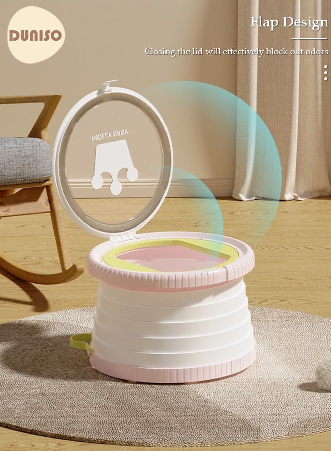 DUNISO مرحاض تدريب الأطفال القابل للطي، مرحاض سيارة قابل للطي مع حقائب تخزين، كرسي مرحاض للسفر للأطفال، مرحاض محمول للتخييم في الهواء الطلق والداخلية - Image 3