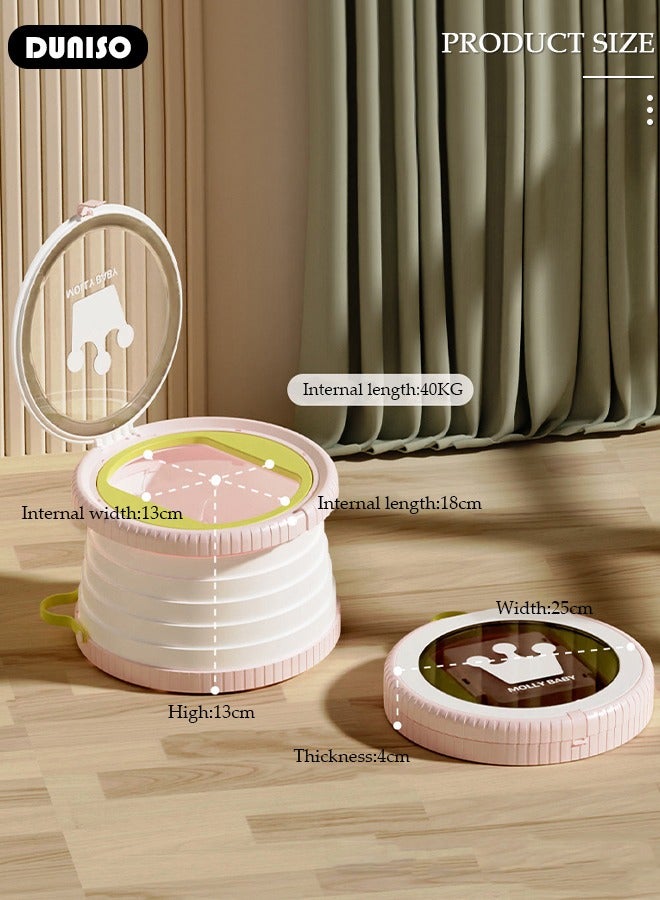 DUNISO مرحاض تدريب الأطفال القابل للطي، مرحاض سيارة قابل للطي مع حقائب تخزين، كرسي مرحاض للسفر للأطفال، مرحاض محمول للتخييم في الهواء الطلق والداخلية - Image 4