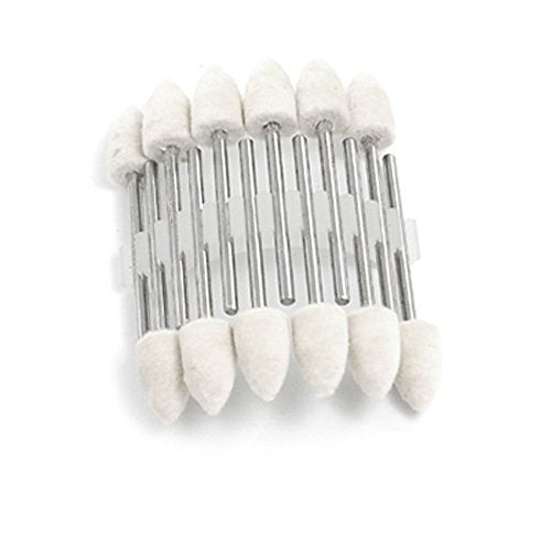Toolso 20 PCS Mandrel Mounted White Conical Felt Bob Polishing Tool buff wheel Wool grinding head, 8mm head , 1/8" shank ,fit dremel - Image 5