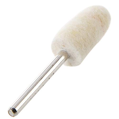 Toolso 20 PCS Mandrel Mounted White Conical Felt Bob Polishing Tool buff wheel Wool grinding head, 8mm head , 1/8" shank ,fit dremel - Image 3