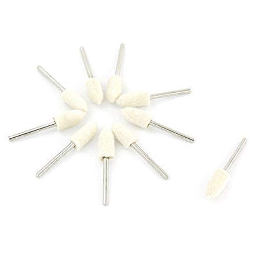 Toolso 20 PCS Mandrel Mounted White Conical Felt Bob Polishing Tool buff wheel Wool grinding head, 8mm head , 1/8" shank ,fit dremel - Image 2