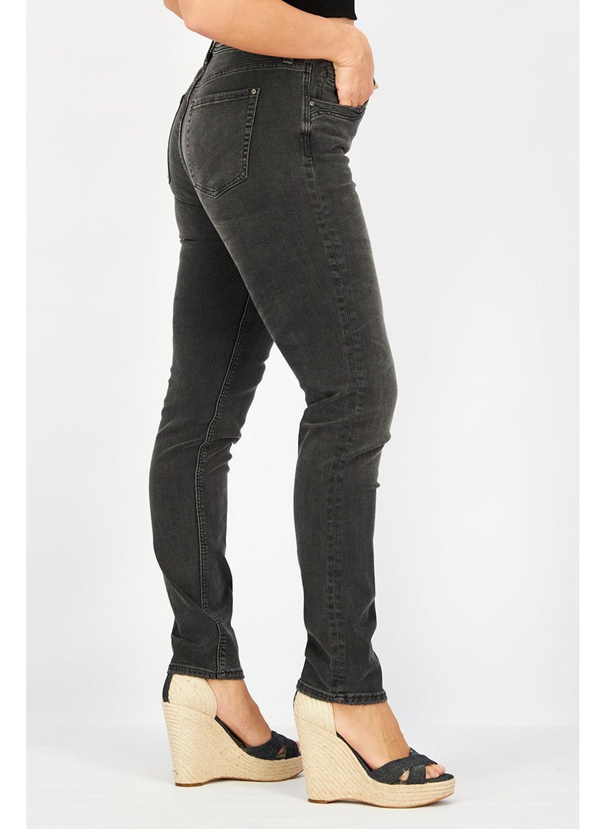 EDC Women Slim Fit Solid Jeans, Wash Black  - Image 2