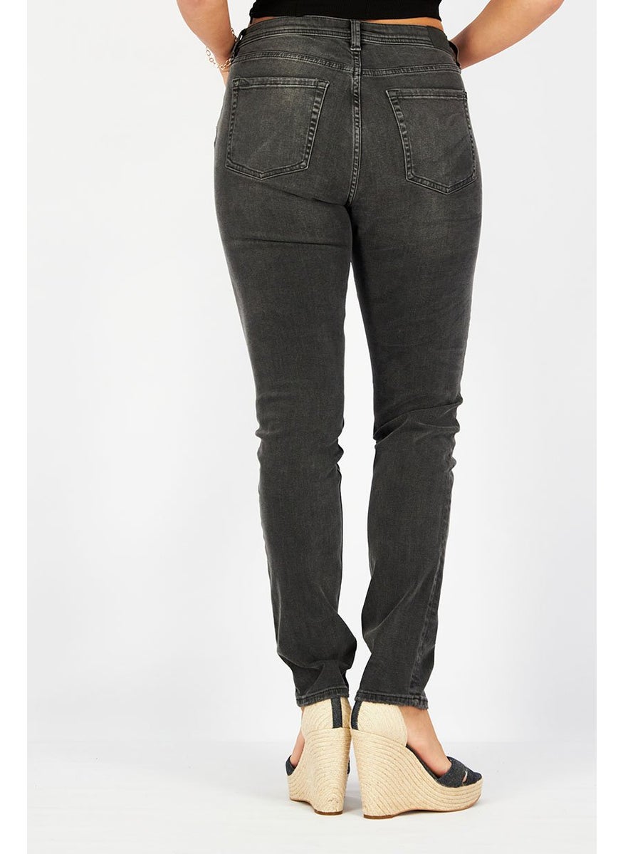 EDC Women Slim Fit Solid Jeans, Wash Black  - Image 3