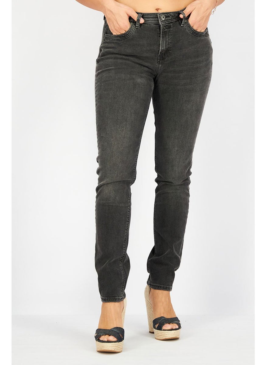 EDC Women Slim Fit Solid Jeans, Wash Black  - Image 1