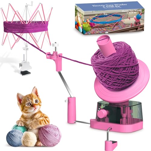 Zappyway Yarn Winder and Swift Electric Yarn Ball Winder Swift Combo for Crocheting Efficiently Cake with Strong Tension Adjustable Speed Up to 13 oz Yarn Spinner Wool for Knitting Enthusiast Pink - Image 1
