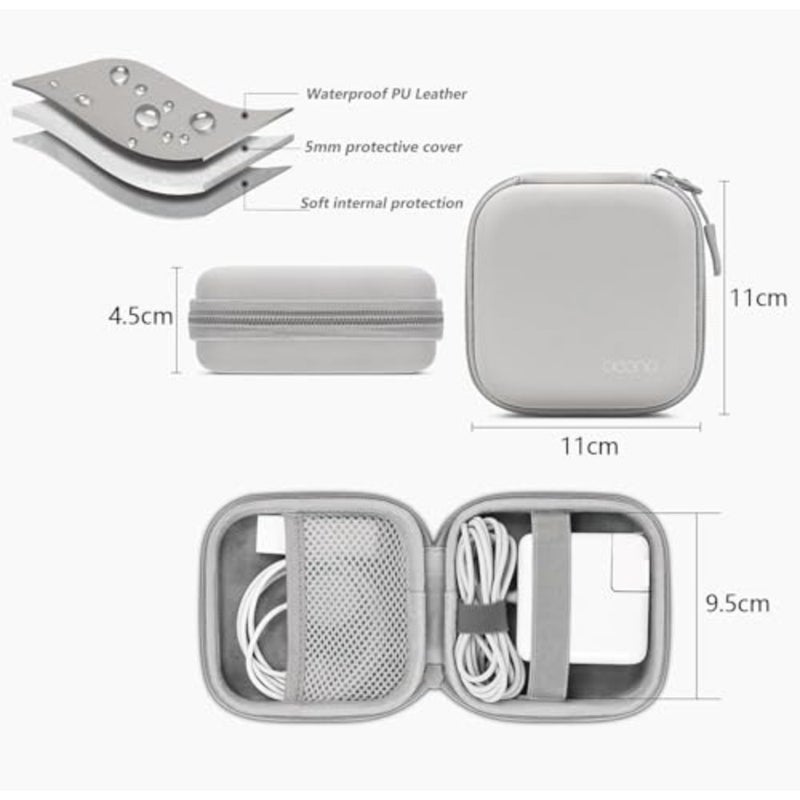X spring Digital Storage Bag, Grey 11x11x4.5 cm Pouch, Waterproof Protective Case for Laptop Accessories, Portable Travel Organizer for Charger, Cable, Electronic Devices Storage - Image 3