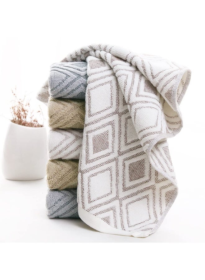 Pidada Hand Towels Set of 2 Diamond Pattern 100% Cotton Absorbent Soft Decorative Towel for Bathroom (Beige Brown) - Image 2