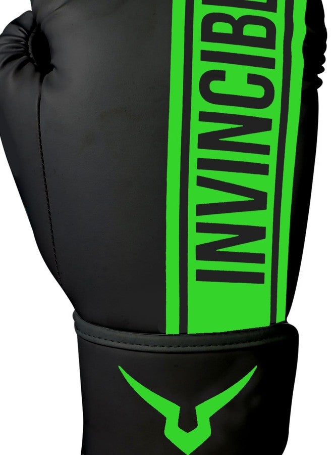 إنفينسبل قفازات ملاكمة من الجلد الصناعي من إنفينسيبل تيخاس للتدريب البدني للرجال والنساء (أسود-أخضر، 14 أونصة) - Image 5