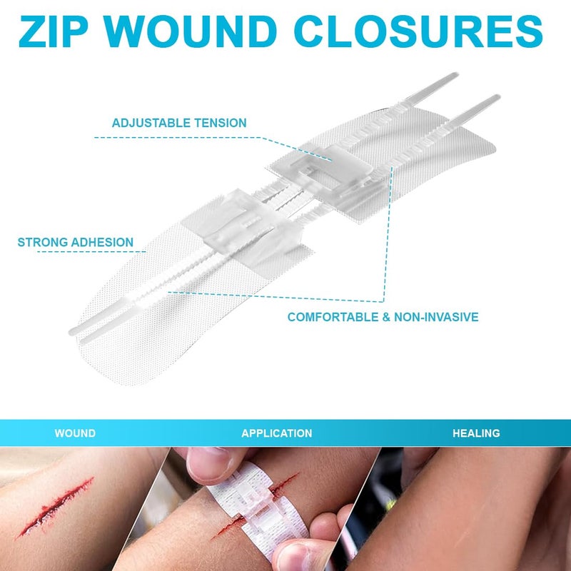 XYYLLL Wound Closure Strips Sterile Skin Wound Suture Strip 5PCS First Aid Adhesive Stitches Sutures Bandages Emergency Stitch Laceration Closure - Image 3