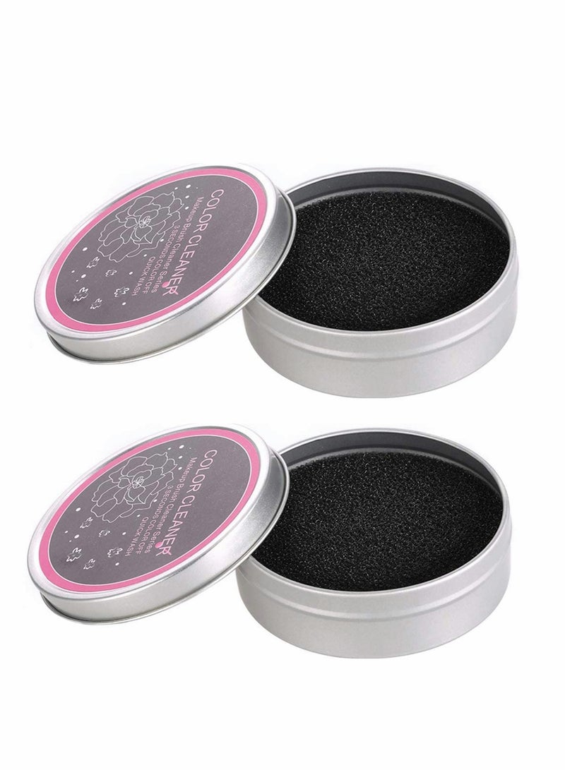 Excefore 2 Pcs Makeup Brush Cleaner Set Quick Color Removal Sponge Set Dry Brushes Cleaning Box Eye Shadow or Blush Color Removal Sponge Tool  - Image 1