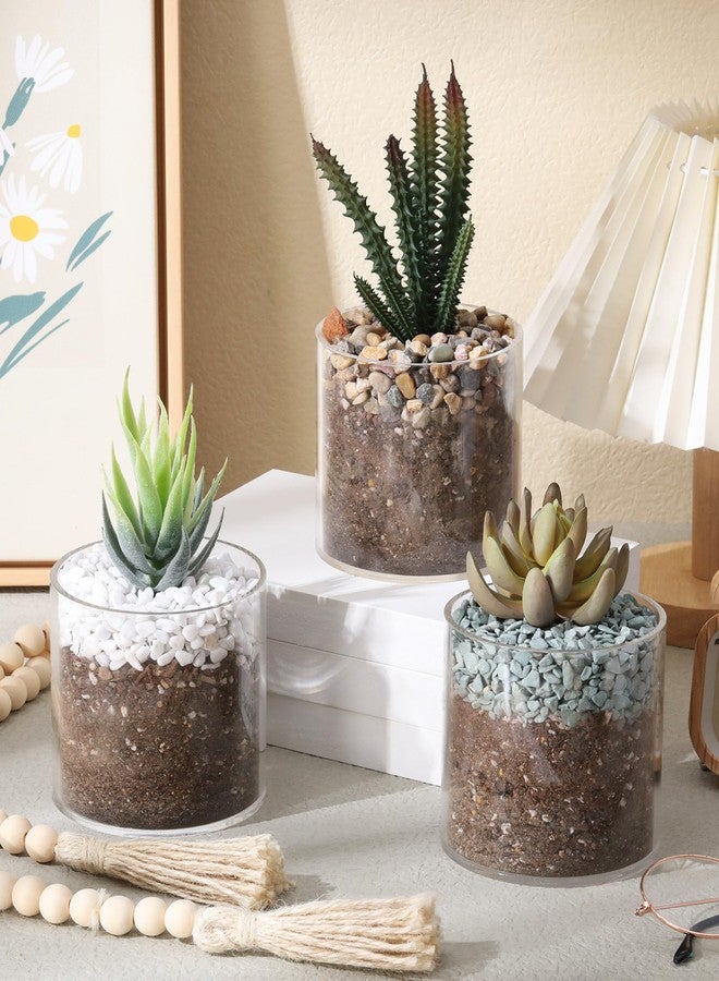meekoo 3 Pcs Flower Acrylic Vase Cylinders Round Decorative 4 x 4 in Vase Break Resistant Acrylic Flower Cylinder for Centerpieces Floral Home Wedding Table Decoration(Clear) - Image 4