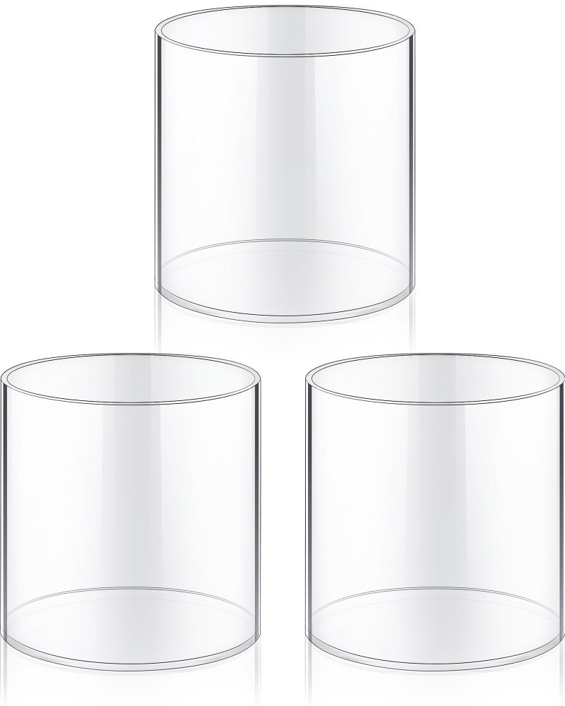 meekoo 3 Pcs Flower Acrylic Vase Cylinders Round Decorative 4 x 4 in Vase Break Resistant Acrylic Flower Cylinder for Centerpieces Floral Home Wedding Table Decoration(Clear) - Image 1