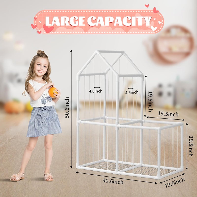 ROMAGIO منظم حيوانات محشوة - حديقة حيوانات لتخزين الحيوانات المحشوة - حامل حيوانات محشوة للأطفال في غرفة النوم وغرفة اللعب والحضانة باللون الأبيض - Image 3