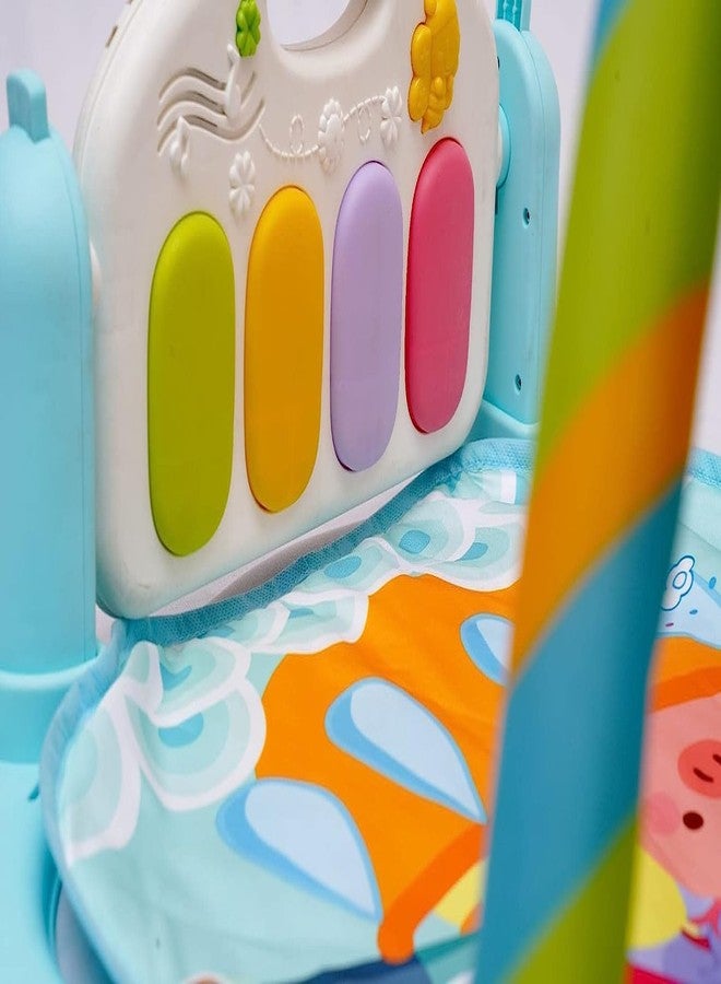 LONGMIRE Plastic 5 In 1 Baby Play Mat Gym & Fitness Rack With Hanging Rattles Lights & Musical Keyboard Mat Piano Toys For Babies (Baby Gym Piano)|Multicolor|1 Count - Image 3