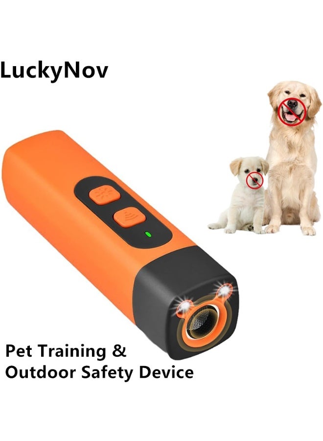 لاكي نوف جهاز طارد للكلاب والقطط بالموجات فوق الصوتية، مضاد للنباح، جهاز تدريب على التوقف عن النباح، مزود بمحول طاقة ومصباح LED يعمل بالموجات فوق الصوتية مع ضوء كشاف. - Image 1
