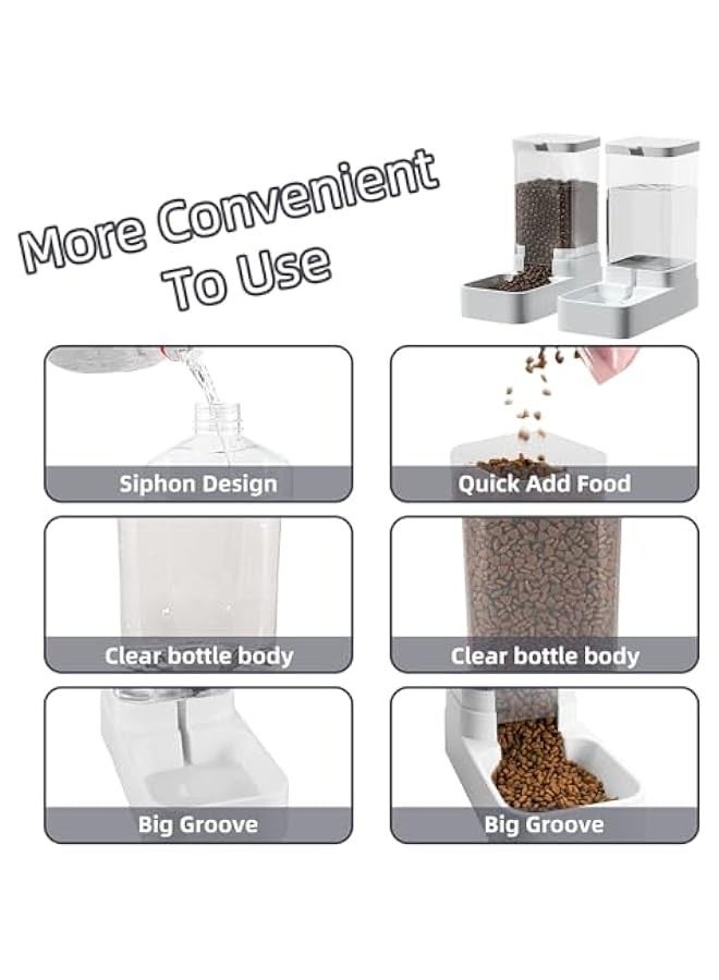 تراسل مغذي الحيوانات الأليفة الأوتوماتيكي ، مغذي طعام القطط والقطط بالجاذبية وموزع المياه مجموعة من 2 ، 3.8 لتر موزع طعام أوتوماتيكي للقطط الكبيرة والصغيرة للقطط والجراء والقطط الصغيرة - Image 2