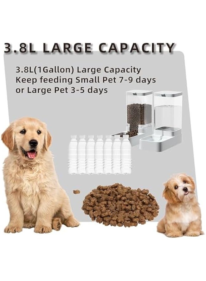 تراسل مغذي الحيوانات الأليفة الأوتوماتيكي ، مغذي طعام القطط والقطط بالجاذبية وموزع المياه مجموعة من 2 ، 3.8 لتر موزع طعام أوتوماتيكي للقطط الكبيرة والصغيرة للقطط والجراء والقطط الصغيرة - Image 3