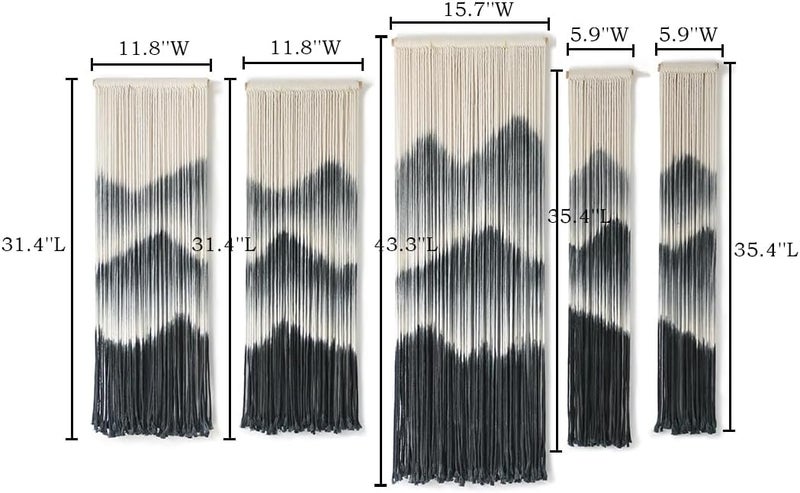IOWER Affordable fast purchase options Large Macrame Wall Hanging 5Pcs Handmade Dip-Dyed Mountain Wall Decor Combination Suspension Bedroom Living Room Modern Fiber Yarn Wall Art Diverse requirement fit - Image 5